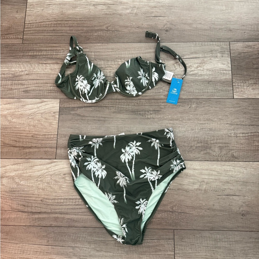 Cupshe Green Palm Tree Bikini Set